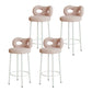 Contemporary Upholstered Low Back Round Bar Stools with Metal Base Pink 4 Piece Set Clearhalo 'Bar Furniture' 'Bar Stools' 'bar_stools' 'furn' 'furn_bar_stools' 'Furniture' 'Kitchen & Dining Furniture' 7855873