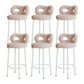 Contemporary Upholstered Low Back Round Bar Stools with Metal Base Pink 6 Piece Set Clearhalo 'Bar Furniture' 'Bar Stools' 'bar_stools' 'furn' 'furn_bar_stools' 'Furniture' 'Kitchen & Dining Furniture' 7855874