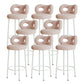 Contemporary Upholstered Low Back Round Bar Stools with Metal Base Pink 8 Piece Set Clearhalo 'Bar Furniture' 'Bar Stools' 'bar_stools' 'furn' 'furn_bar_stools' 'Furniture' 'Kitchen & Dining Furniture' 7855875