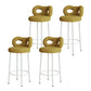 Contemporary Upholstered Low Back Round Bar Stools with Metal Base Yellow 4 Piece Set Clearhalo 'Bar Furniture' 'Bar Stools' 'bar_stools' 'furn' 'furn_bar_stools' 'Furniture' 'Kitchen & Dining Furniture' 7855877