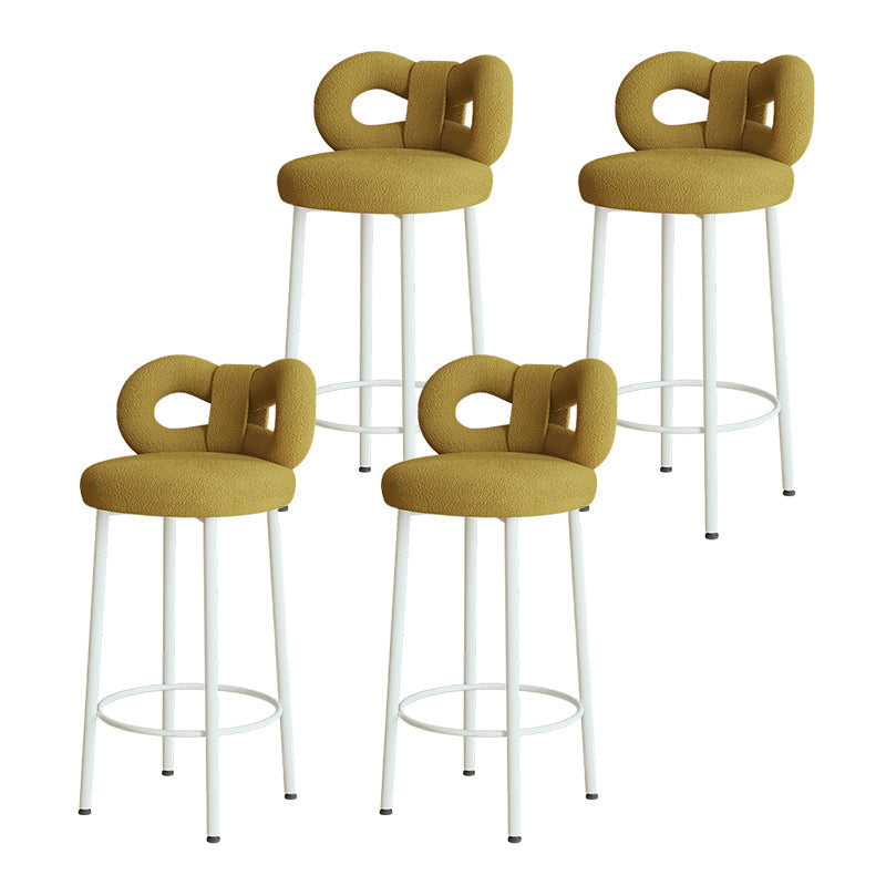 Contemporary Upholstered Low Back Round Bar Stools with Metal Base Yellow 4 Piece Set Clearhalo 'Bar Furniture' 'Bar Stools' 'bar_stools' 'furn' 'furn_bar_stools' 'Furniture' 'Kitchen & Dining Furniture' 7855877