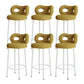 Contemporary Upholstered Low Back Round Bar Stools with Metal Base Yellow 6 Piece Set Clearhalo 'Bar Furniture' 'Bar Stools' 'bar_stools' 'furn' 'furn_bar_stools' 'Furniture' 'Kitchen & Dining Furniture' 7855878