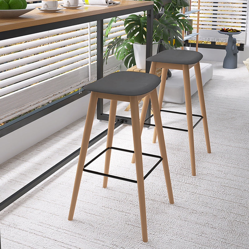 Contemporary 29.9-inch Backless Bar Stool with Solid Wood Base