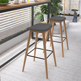 Contemporary 29.9-inch Backless Bar Stool with Solid Wood Base