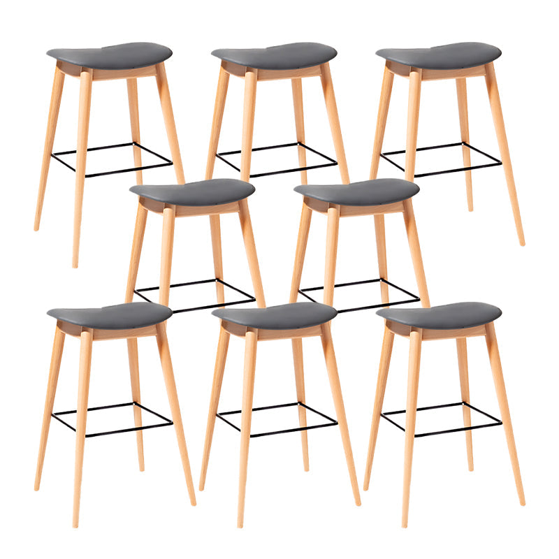 Contemporary 29.9-inch Backless Bar Stool with Solid Wood Base