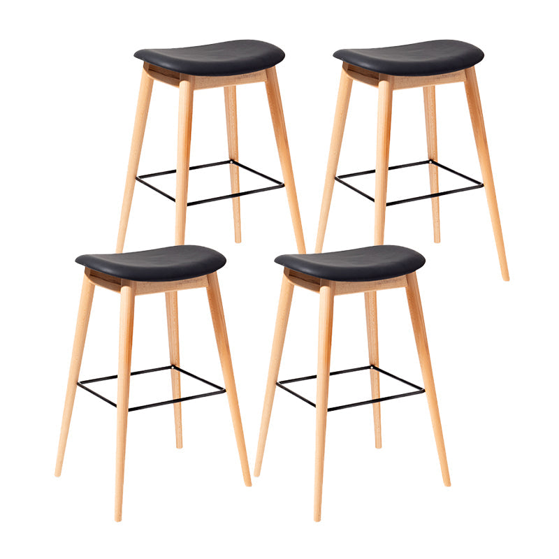 Contemporary 29.9-inch Backless Bar Stool with Solid Wood Base