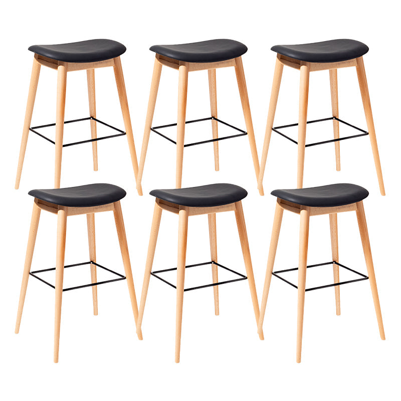 Contemporary 29.9-inch Backless Bar Stool with Solid Wood Base