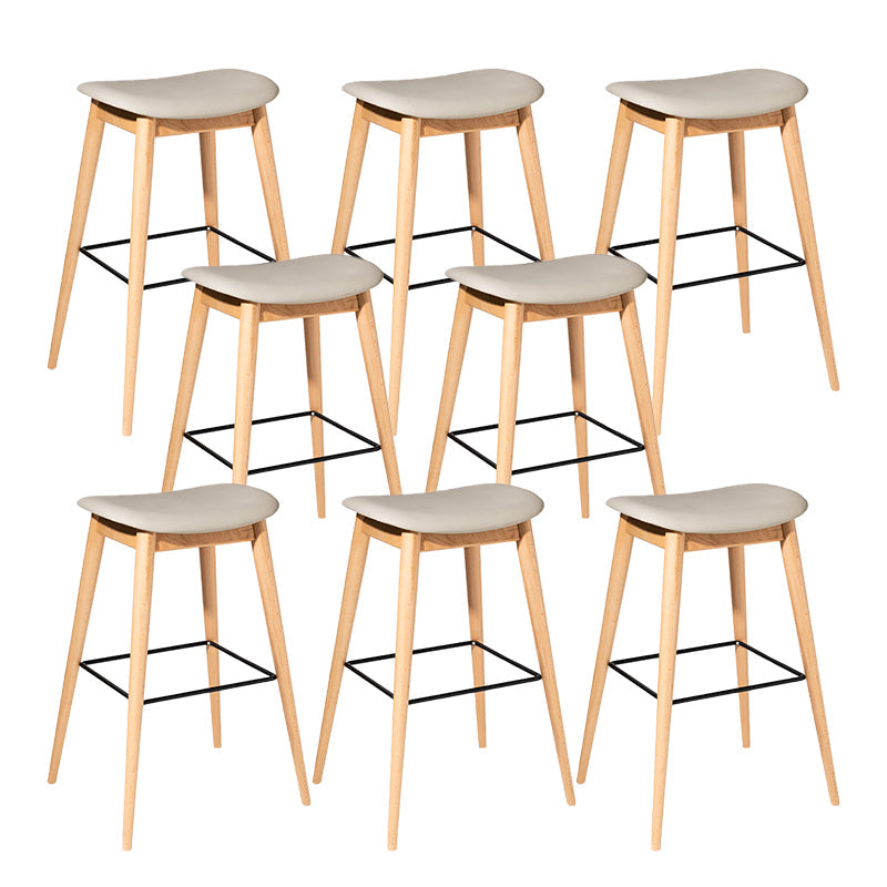 Contemporary 29.9-inch Backless Bar Stool with Solid Wood Base