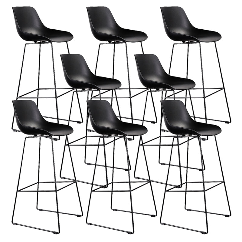 Contemporary Plastic Low Back Armless Bar Stool with Metal Base