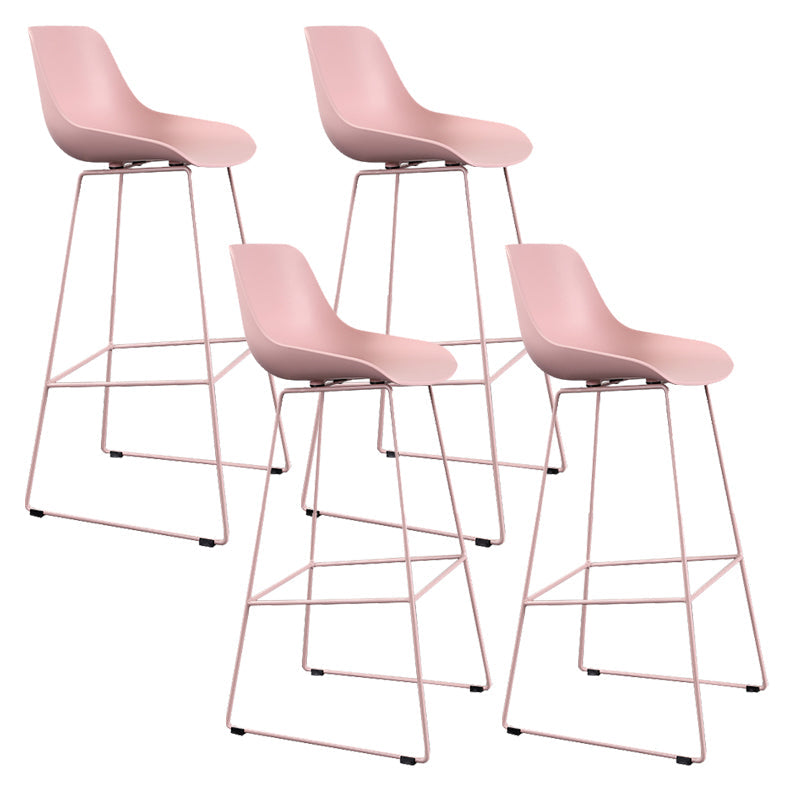 Taburete de barra sin brazo de plástico de plástico contemporáneo con base de metal