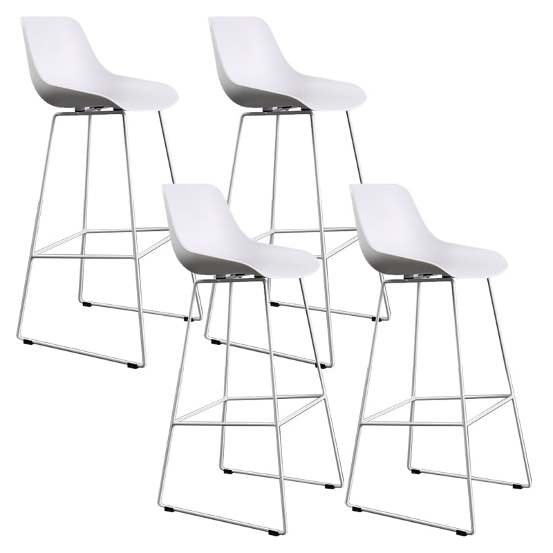 Taburete de barra sin brazo de plástico de plástico contemporáneo con base de metal