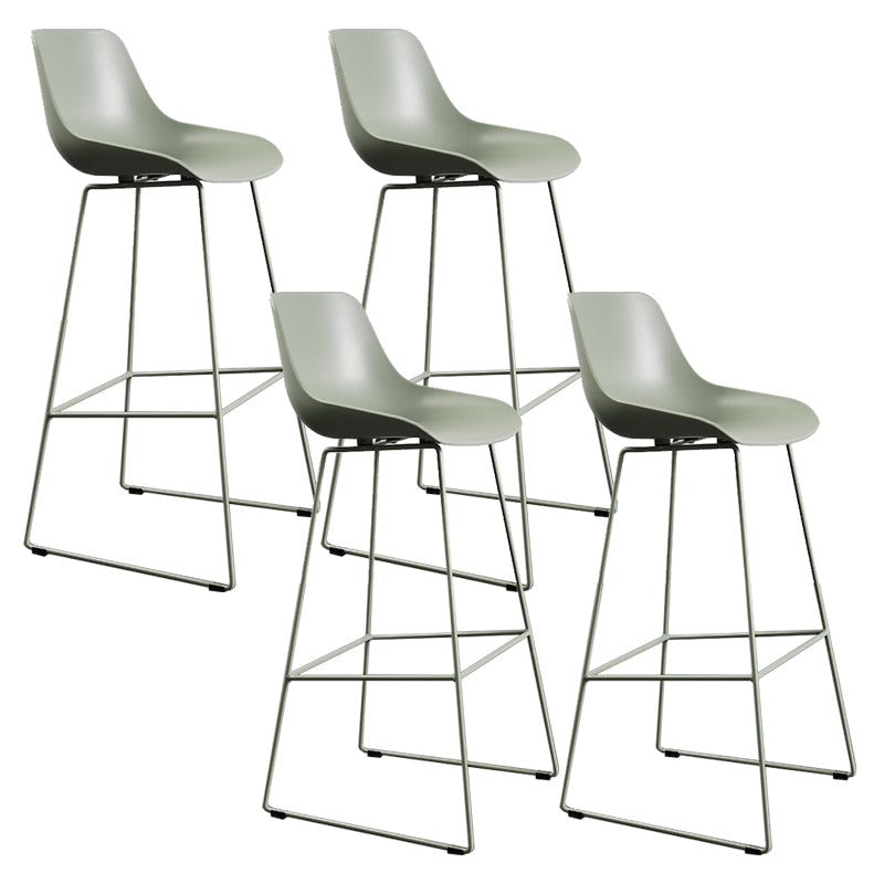 Contemporary Plastic Low Back Armless Bar Stool with Metal Base