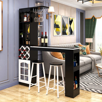 3 piezas Conjunto de pub de madera interior rectangular contemporánea con mesa de vidrio