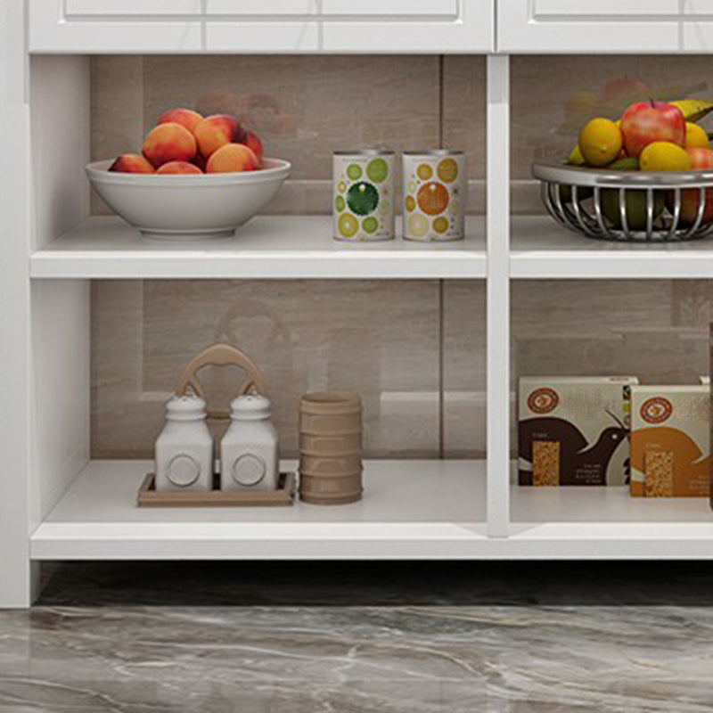 Table îlot de cuisine en bois de pin mat avec rangement ouvert pour salle à manger