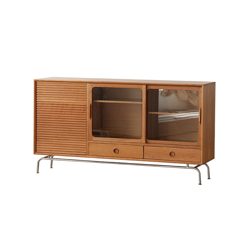 Buffet de comedor de madera maciza contemporánea con gabinetes y cajones