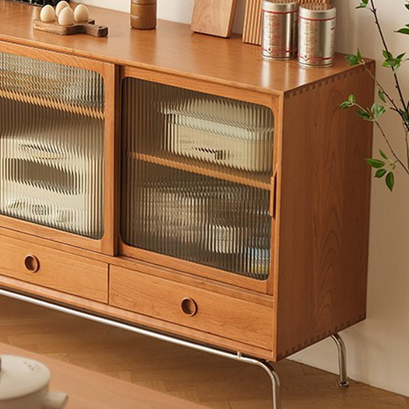 Buffet de comedor de madera maciza contemporánea con gabinetes y cajones