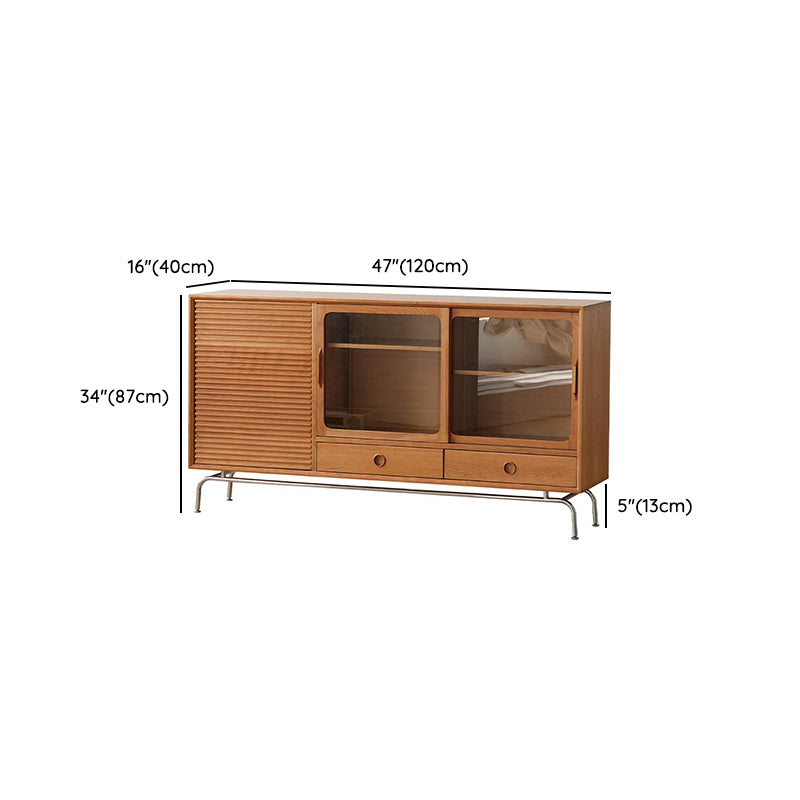 Buffet de comedor de madera maciza contemporánea con gabinetes y cajones