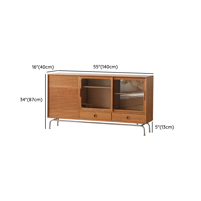 Buffet de comedor de madera maciza contemporánea con gabinetes y cajones