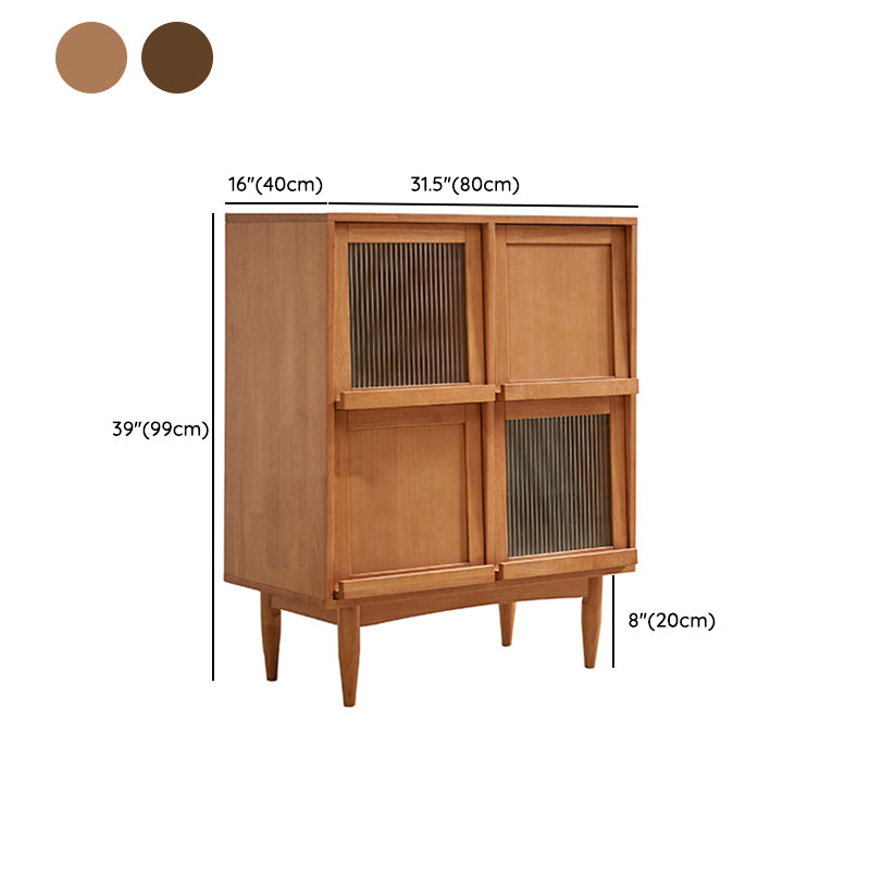 Strumento di vetro in legno massiccio in stile contemporaneo con armadi