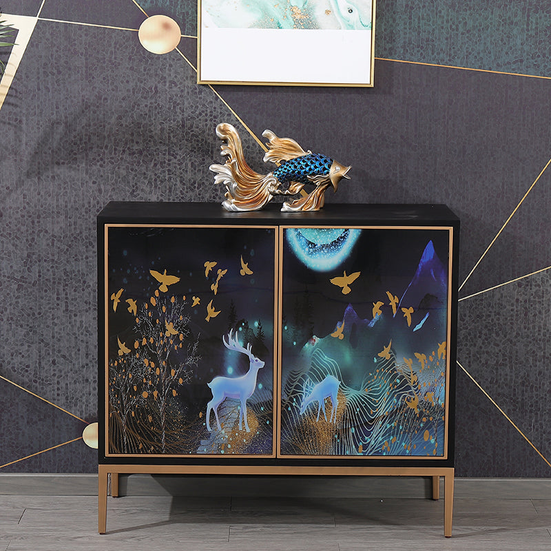 Estantería de estantería ajustable de madera maciza de estilo contemporáneo con gabinetes