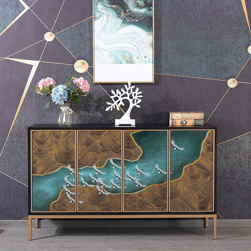 Estantería de estantería ajustable de madera maciza de estilo contemporáneo con gabinetes