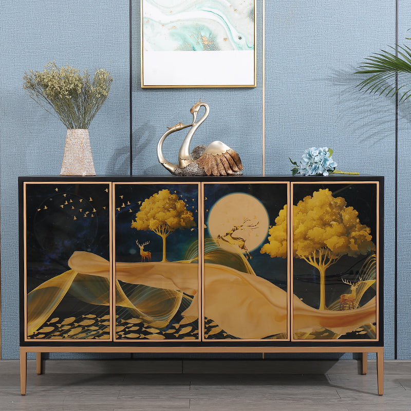 Estantería de estantería ajustable de madera maciza de estilo contemporáneo con gabinetes