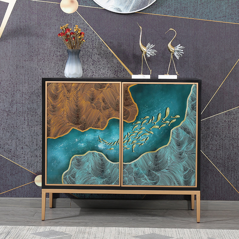 Estantería de estantería ajustable de madera maciza de estilo contemporáneo con gabinetes