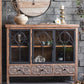 Traditional Display Stand Solid Wood Glass Doors Storage Cabinet for Dining Room