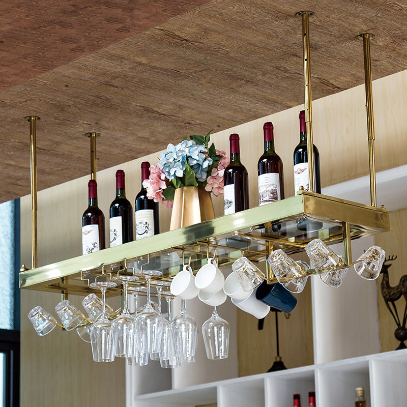 Kit de estante de vino colgante de metal de Glam Style en oro -47.24 "x 13.8" x 6.7 "