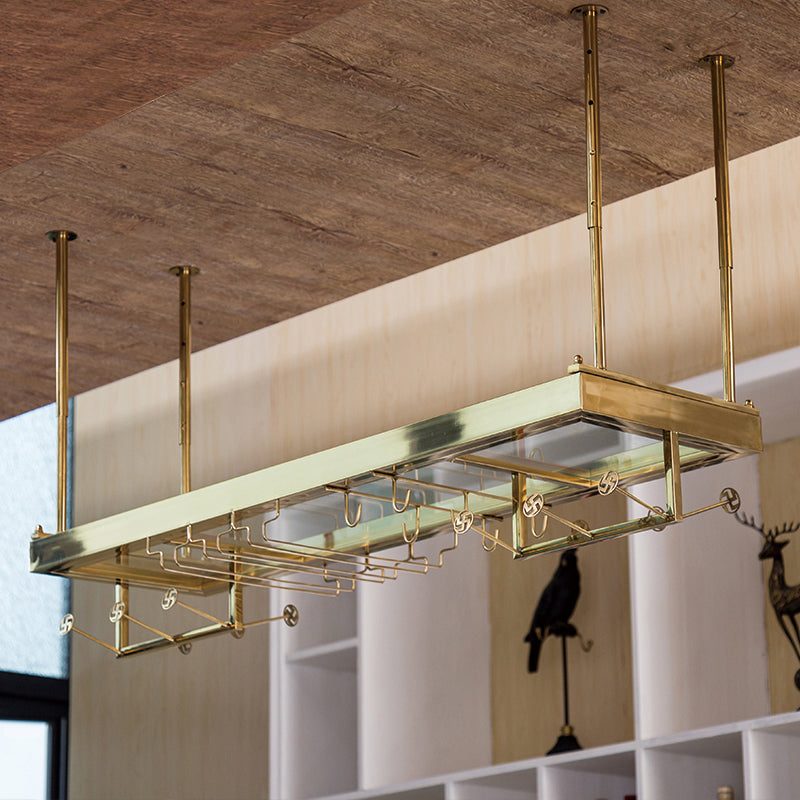 Kit de estante de vino colgante de metal de Glam Style en oro -47.24 "x 13.8" x 6.7 "