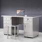 Rectangular Shaped Writing Desk Stainless Steel in Silver for Office