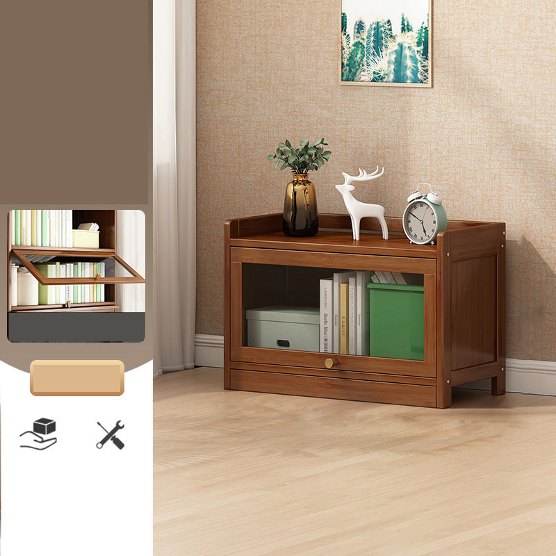 Contemporary Bamboo Bookcase Closed Back Bookshelf with Shelves for Study Room 24"L x 12"W x 17"H Brown Clearhalo 'Bookcases' 'furn' 'furn_bookcases' 'Furniture' 'Office Furniture' 7859861