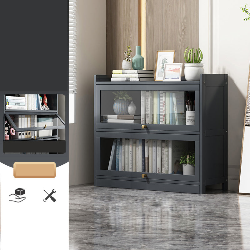 Contemporary Bamboo Bookcase Closed Back Bookshelf with Shelves for Study Room 28"L x 12"W x 30"H Grey Clearhalo 'Bookcases' 'furn' 'furn_bookcases' 'Furniture' 'Office Furniture' 7859870