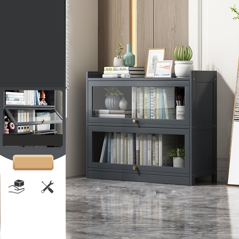 Contemporary Bamboo Bookcase Closed Back Bookshelf with Shelves for Study Room 31"L x 12"W x 30"H Grey Clearhalo 'Bookcases' 'furn' 'furn_bookcases' 'Furniture' 'Office Furniture' 7859874