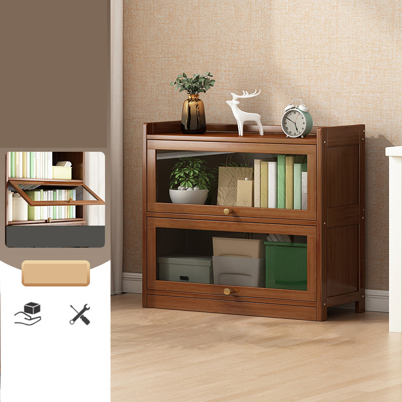 Contemporary Bamboo Bookcase Closed Back Bookshelf with Shelves for Study Room 31"L x 12"W x 30"H Brown Clearhalo 'Bookcases' 'furn' 'furn_bookcases' 'Furniture' 'Office Furniture' 7859877