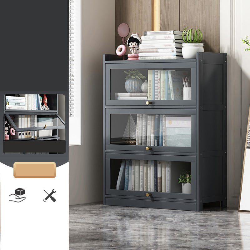 Contemporary Bamboo Bookcase Closed Back Bookshelf with Shelves for Study Room 23.6"L x 12.2"W x 42.1"H Grey Clearhalo 'Bookcases' 'furn' 'furn_bookcases' 'Furniture' 'Office Furniture' 7859879