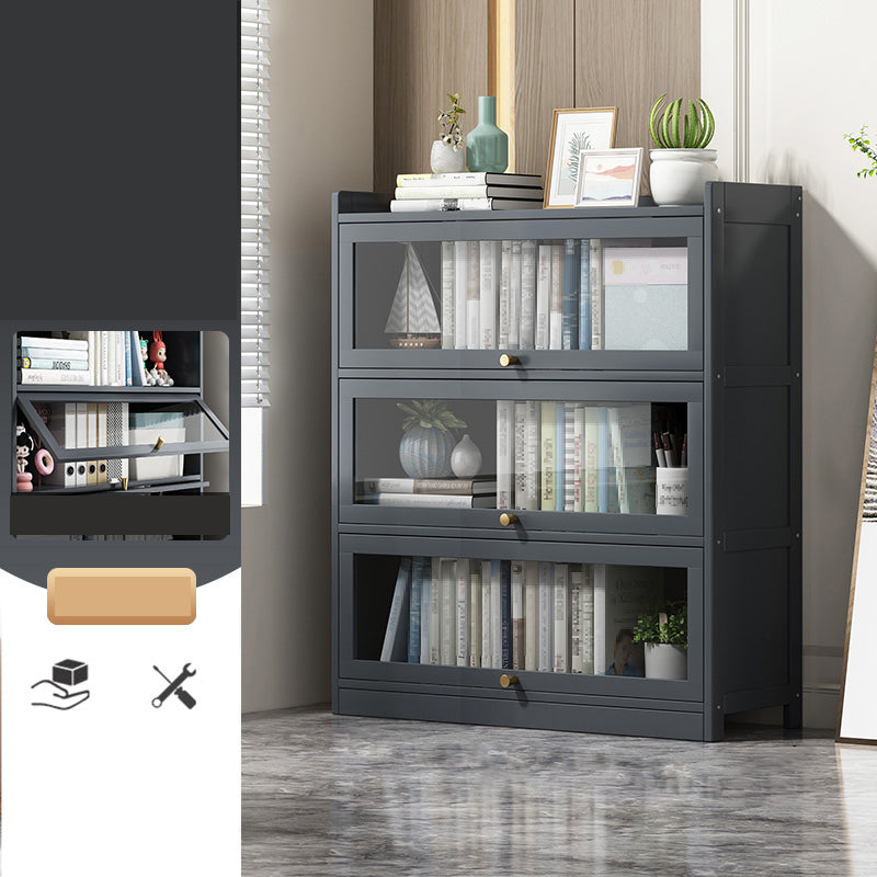 Contemporary Bamboo Bookcase Closed Back Bookshelf with Shelves for Study Room 27.5"L x 12.2"W x 42.1"H Grey Clearhalo 'Bookcases' 'furn' 'furn_bookcases' 'Furniture' 'Office Furniture' 7859881