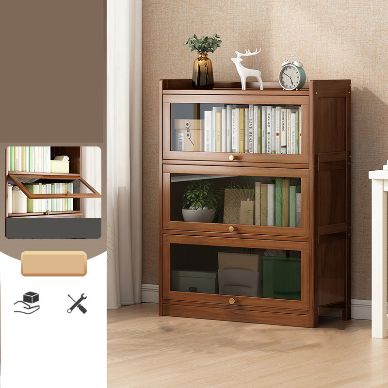 Contemporary Bamboo Bookcase Closed Back Bookshelf with Shelves for Study Room 27.5"L x 12.2"W x 42.1"H Brown Clearhalo 'Bookcases' 'furn' 'furn_bookcases' 'Furniture' 'Office Furniture' 7859882