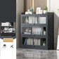 Contemporary Bamboo Bookcase Closed Back Bookshelf with Shelves for Study Room 31.5"L x 12.2"W x 42.1"H Grey Clearhalo 'Bookcases' 'furn' 'furn_bookcases' 'Furniture' 'Office Furniture' 7859883