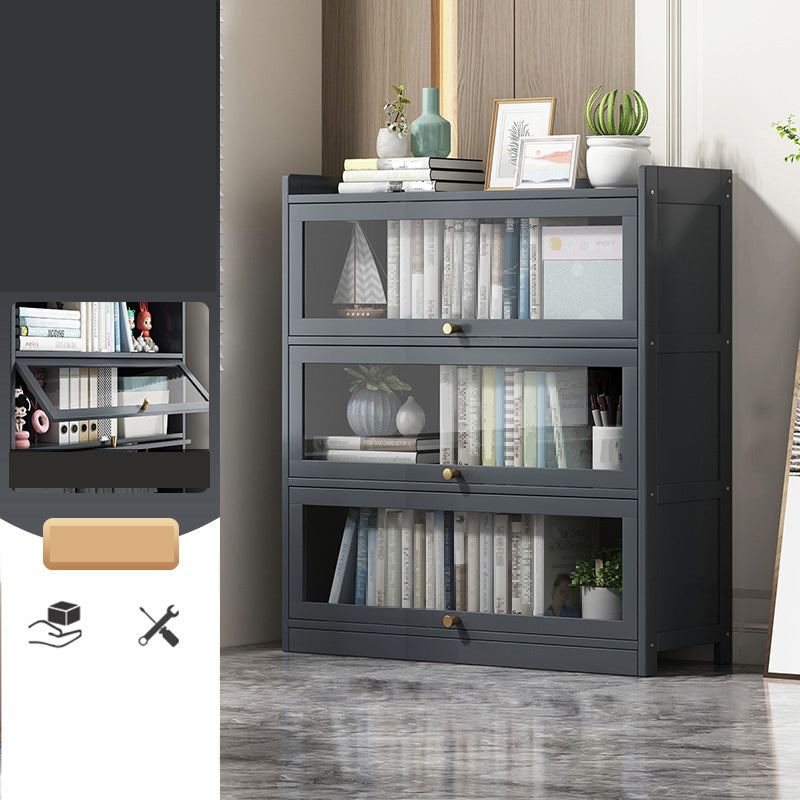 Contemporary Bamboo Bookcase Closed Back Bookshelf with Shelves for Study Room 31.5"L x 12.2"W x 42.1"H Grey Clearhalo 'Bookcases' 'furn' 'furn_bookcases' 'Furniture' 'Office Furniture' 7859883