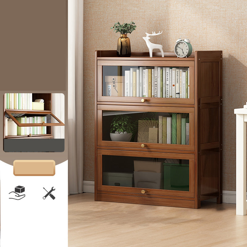 Contemporary Bamboo Bookcase Closed Back Bookshelf with Shelves for Study Room 31.5"L x 12.2"W x 42.1"H Brown Clearhalo 'Bookcases' 'furn' 'furn_bookcases' 'Furniture' 'Office Furniture' 7859884