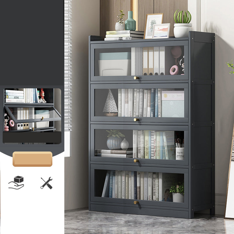 Contemporary Bamboo Bookcase Closed Back Bookshelf with Shelves for Study Room 28"L x 12"W x 55"H Grey Clearhalo 'Bookcases' 'furn' 'furn_bookcases' 'Furniture' 'Office Furniture' 7859887