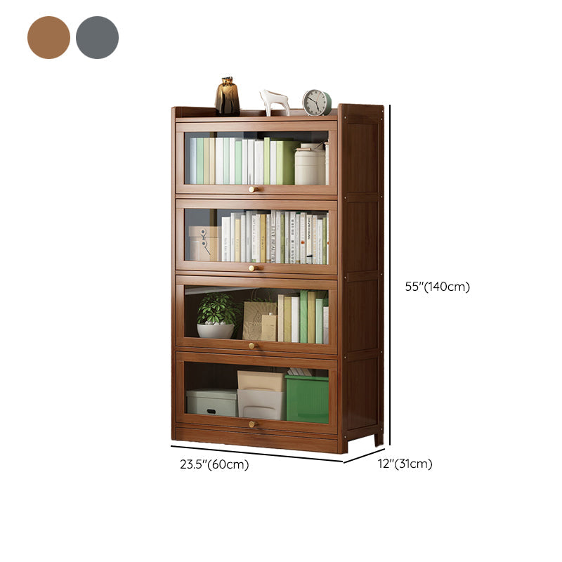 Contemporary Bamboo Bookcase Closed Back Bookshelf with Shelves for Study Room Clearhalo 'Bookcases' 'furn' 'furn_bookcases' 'Furniture' 'Office Furniture' 7859902