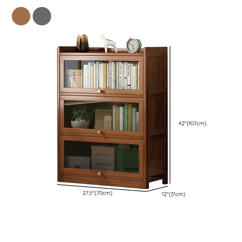 Contemporary Bamboo Bookcase Closed Back Bookshelf with Shelves for Study Room Clearhalo 'Bookcases' 'furn' 'furn_bookcases' 'Furniture' 'Office Furniture' 7859906