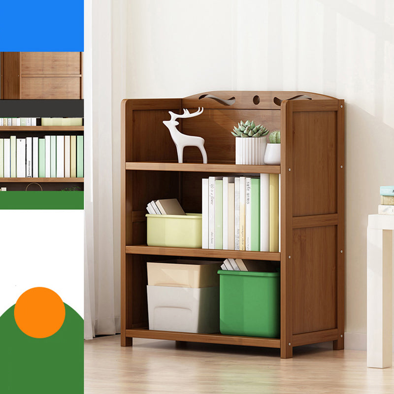 Vertical Contemporary Bamboo Bookcase Open Back Bookshelf for Office 27.6"L x 9.8"W x 31.5"H Brown No Drawer Clearhalo 'Bookcases' 'furn' 'furn_bookcases' 'Furniture' 'Office Furniture' 7859919