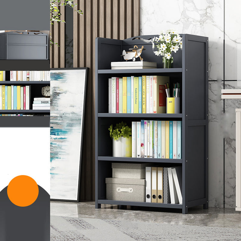 Vertical Contemporary Bamboo Bookcase Open Back Bookshelf for Office 19.7"L x 9.8"W x 43.3"H Grey No Drawer Clearhalo 'Bookcases' 'furn' 'furn_bookcases' 'Furniture' 'Office Furniture' 7859925