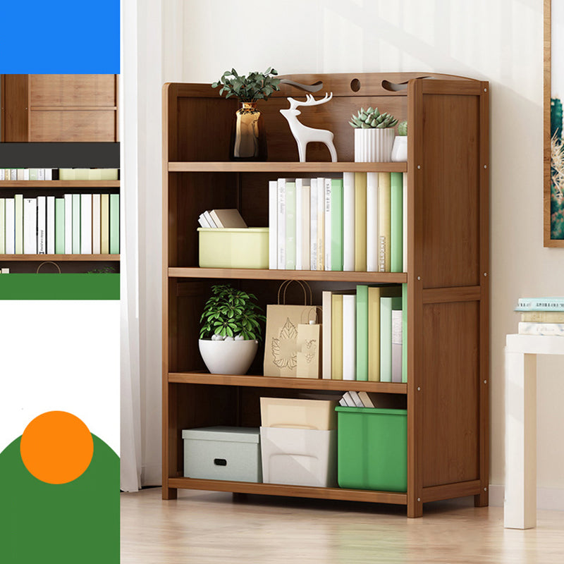 Vertical Contemporary Bamboo Bookcase Open Back Bookshelf for Office 35"L x 10"W x 43"H Brown No Drawer Clearhalo 'Bookcases' 'furn' 'furn_bookcases' 'Furniture' 'Office Furniture' 7859935