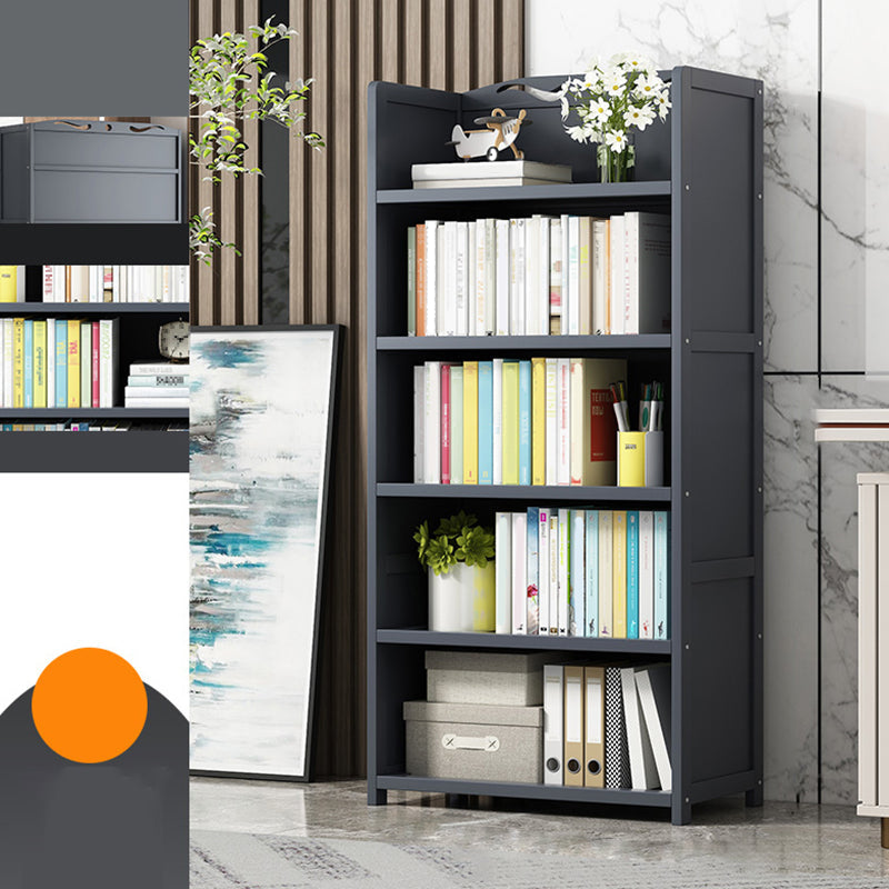 Vertical Contemporary Bamboo Bookcase Open Back Bookshelf for Office 19.7"L x 9.8"W x 55.1"H Grey No Drawer Clearhalo 'Bookcases' 'furn' 'furn_bookcases' 'Furniture' 'Office Furniture' 7859936