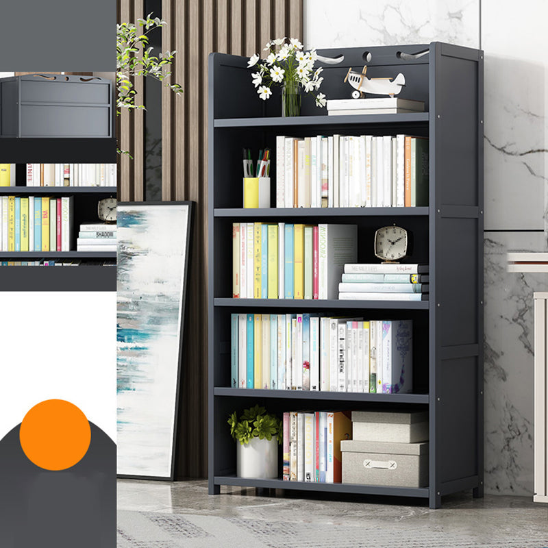Vertical Contemporary Bamboo Bookcase Open Back Bookshelf for Office 27.6"L x 9.8"W x 55.1"H Grey No Drawer Clearhalo 'Bookcases' 'furn' 'furn_bookcases' 'Furniture' 'Office Furniture' 7859939