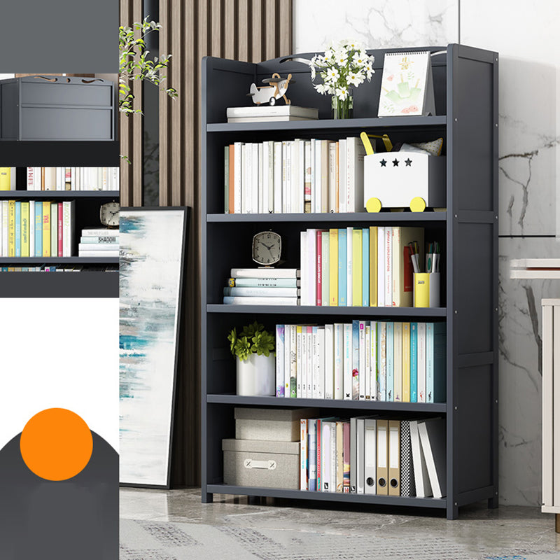 Vertical Contemporary Bamboo Bookcase Open Back Bookshelf for Office 35.4"L x 9.8"W x 55.1"H Grey No Drawer Clearhalo 'Bookcases' 'furn' 'furn_bookcases' 'Furniture' 'Office Furniture' 7859942